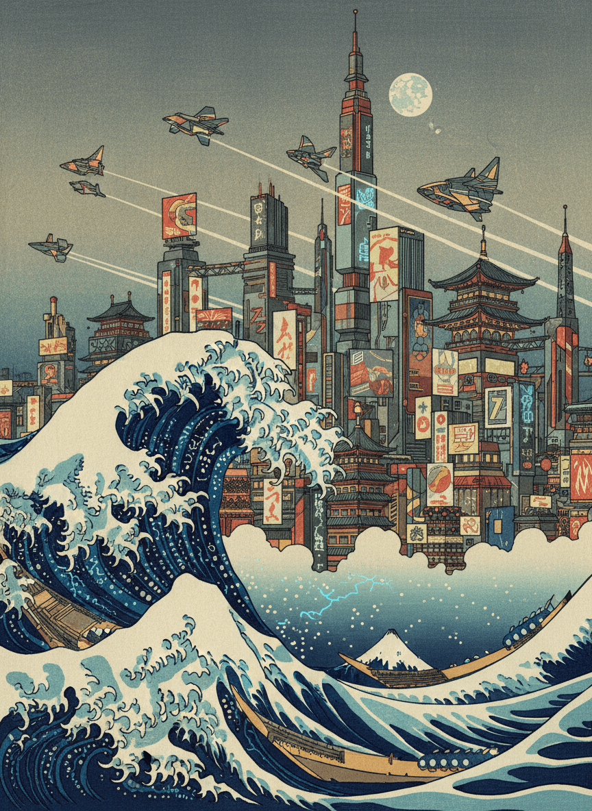 Ukiyo-e wave mashup