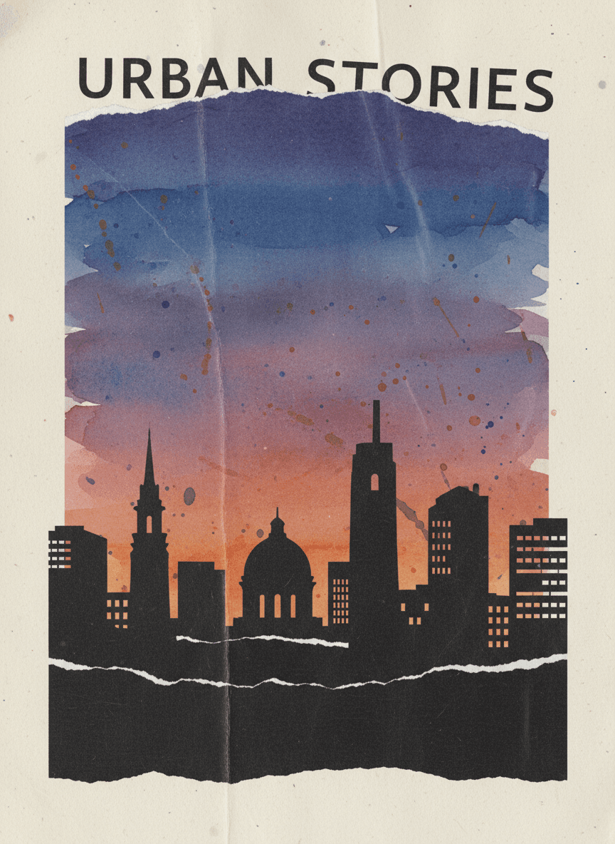 Paper collage skyline